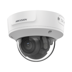 Domo IP 5 Megapixel / Lente Mot. 2.7 a 13.5 mm / 40 mts IR EXIR / Filtro de Falsas Alarmas / Detección de Cuerpo Humano y Vehículos / IP67 / IK10 / WDR 120 dB / PoE+ / Audio y Alarmas