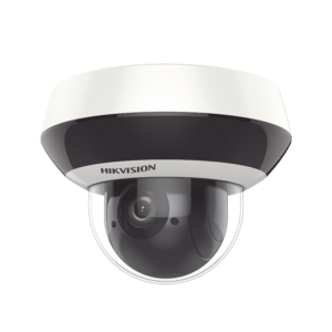Mini PTZ IP 4 Megapixel / 4X Zoom / H.265+ / 20 mts IR EXIR / WDR / PoE / IK10 /Exterior IP66 / DarkFighter / Micrófono Integrado